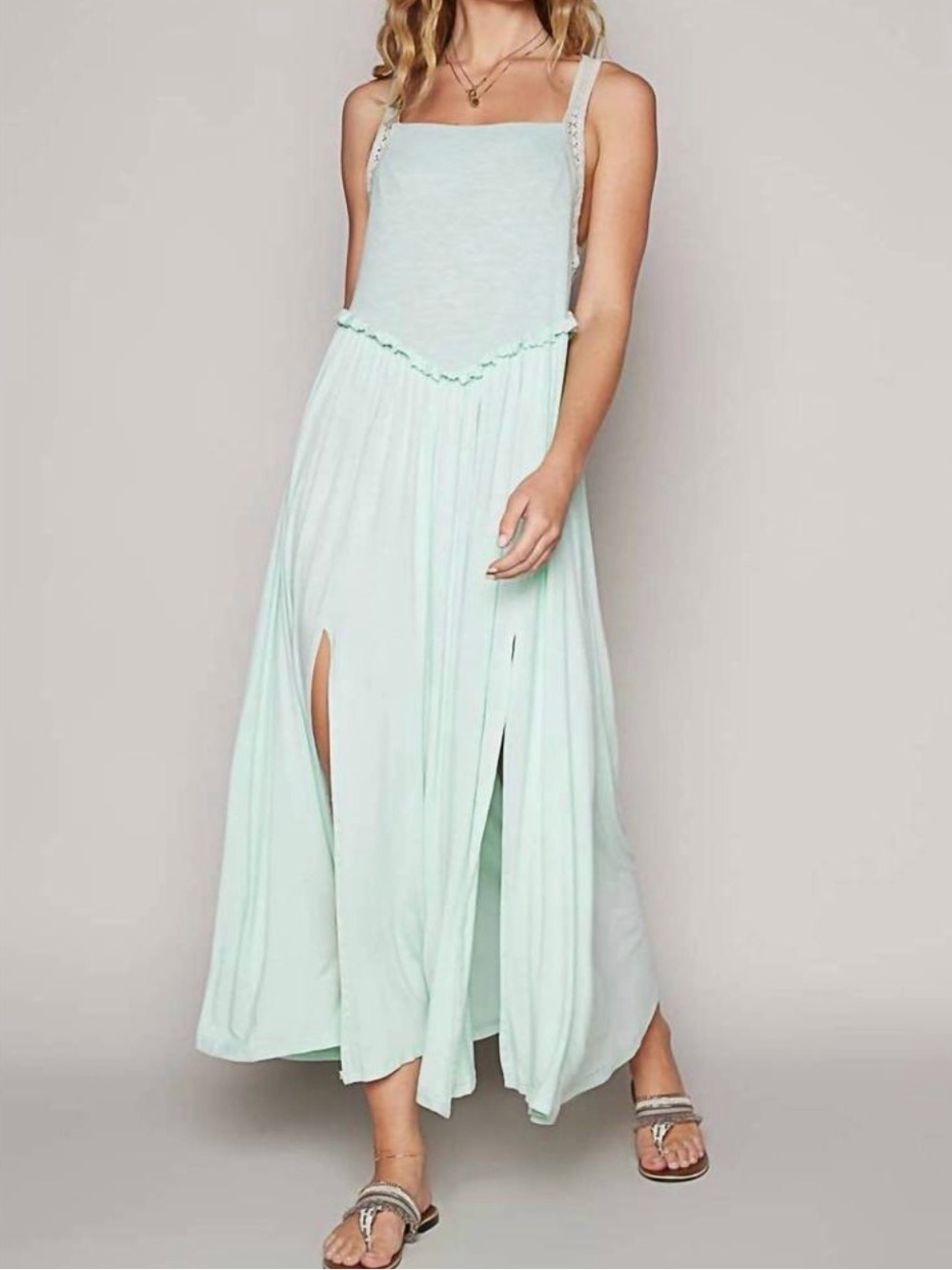 POL Mint Women's Maxi Skirt with Front Slits